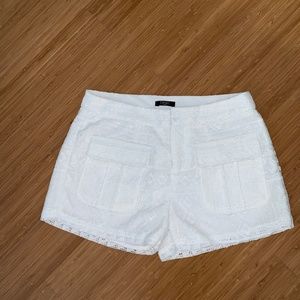 Textured White Shorts